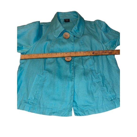 Tribal Women's Light Linen Career Work Teal Jacket Size 12 - Picture 7 of 12
